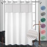 Fabric Shower Curtain Set, Cotton Blend Waffle Weave, with Snap in