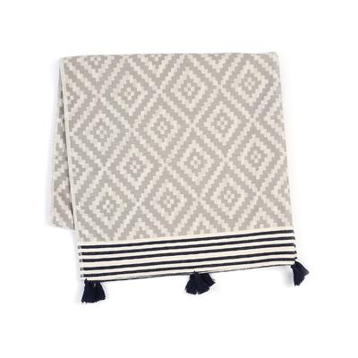 Gray Tribal Design Turkish Towel Beach Blanket - 6' x 7'