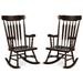 2PCS Wood Rocking Chair Glossy Finish Wooden Rocker White/Coffee/Black