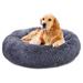 35.4 Calming Dog Bed & Cat Bed Anti-Anxiety Donut Dog Cuddler Bed Warming Cozy Soft Dog Round Bed Fluffy Faux Fur Plush Dog Cat Cushion bed up to 55lbs for Medium and Large Dogs&Cats - Deep Gray