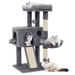 Magshion 36-in Cat Tree & Kittens Play House Multi-Level Plush Cat Condo for Indoor Cats Smoky Gray