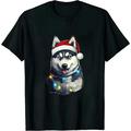 HOMICOZI Siberian Husky Santa Christmas Tree Lights Xmas Boys Dog T-Shirt