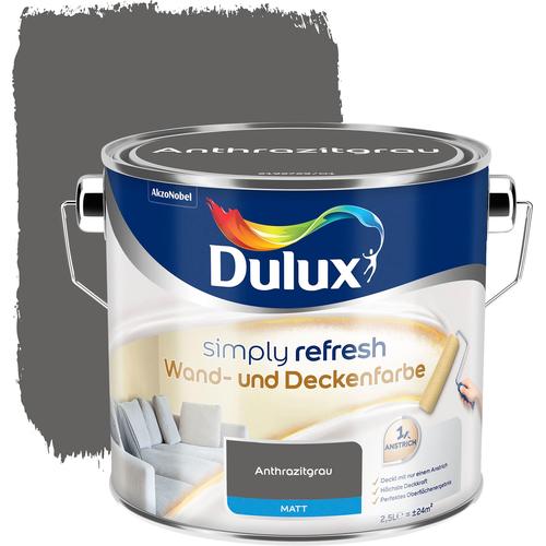 „DULUX Wand- und Deckenfarbe „“Simply Refresh““ Farben matt, hochdeckend, 2,5 l Gr. 2,50 l 2500 ml, grau (anthrazitgrau) Wandfarbe bunt“