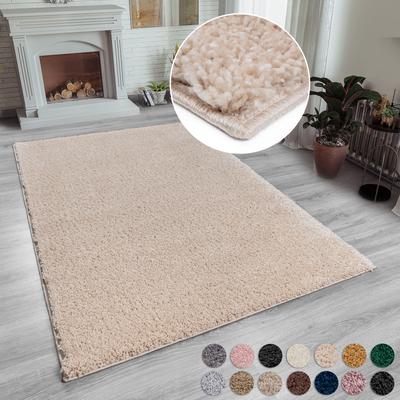 Hochflor-Teppich MY HOME "Shaggy 30" Gr. 1, beige (sand), B:60cm H:30mm L:90cm, Kunstfaser, Teppiche, Teppich, Uni Farben, besonders weich und kuschelig Image