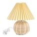 Table Lamp with Pleated Lampshade Small Night Light Bedside Desk Light Bedroom Table Light