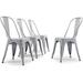 HBBOOMLIFE Metal Dining Chairs Set of 4 Stackable Metal Chairs Vintage Farmhouse Chairs with Detachable Backrest and Wood Seat Weather Resistant Tolix Chair for Indoor Outdoor - Alexand