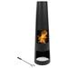BULYAXIA Steel Outdoor Wood Burning Chiminea with Built-in Log Storage - Heavy Duty Metal Patio and Backyard Modern Fireplace - 49 Inch Tall