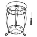 DEWIN Plant Stands Heavy Duty Double Layer Metal Potted Plant Stand Wrought Iron Planter Holder Decorative Flower Pot Rack for Indoor Outdoor