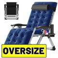 NAIZEA XL Oversized Zero Gravity Chair Reclining Lounge Chair with Removable Cushion and Tray for Indoor and Outdoor Patio Recliner Folding Reclining Chair