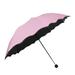 8 Ribs Fashion Sunshade Umbrella Practical Foldable UV-Resistant Lotus Leaf Brim Sunscreen Umbrella Water Umbrella (Pink)