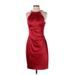 Eliza J Cocktail Dress - Sheath Halter Sleeveless: Burgundy Solid Dresses - Women's Size 5