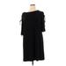 Tiana B. Casual Dress - Shift Crew Neck Short sleeves: Black Solid Dresses - Women's Size X-Large