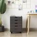 Filing Cabinet with Five Drawers Small Rolling Filing Cabinet Office Locker Cabinet with Pulley Dark Gray