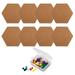 8Pcs Cork Board Hexagon Bulletin Boards Cork Tiles Self-Adhesive Corkboard for Home Office