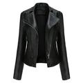 Aoochasliy Womens Jackets and Coats Clearance Lapel Faux Leather Slim Leather Stand Collar Zip Motorcycle Suit Belt Overcoat Jacket Tops