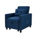 Convertible Chair - Latitude Run® Jaderion 27.46" Wide Tufted Convertible Chair Linen/Wood/Fabric in Blue/Navy | Wayfair