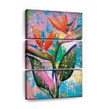 Highland Dunes Vibrant Bird Of Paradise Multi Piece Canvas Print On Canvas 3 Pieces by Maya Blooms Set in Pink | 32 H x 50 W x 1.25 D in | Wayfair
