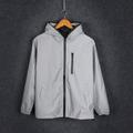 LTTVQM Bomber Jacket Women And Men Casual Reflective Jacket Night Glowing Bomber Hooded Jacket Cycling Windbreaker Travel Sport Coat Gray L