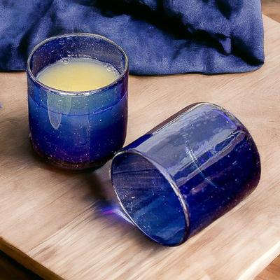 'Eco-Friendly Handblown Recycled Blue Juice Glasses (Pair)'