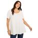 Plus Size Women's Short-Sleeve Swing One + Only Tunic by June+Vie in White (Size 30/32)