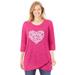 Plus Size Women's Marled Tulip Hem Layered Tunic by Woman Within in Raspberry Sorbet Heart Placement (Size 30/32)