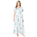 Plus Size Women's Long Pintuck Knit Gown by Only Necessities in White Floral (Size L)