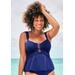 Plus Size Women's Underwire Shirred Ring Bandeau Tankini Top by Swimsuits For All in Deep Sea (Size 24)