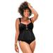 Plus Size Women's Underwire Shirred Ring Bandeau Tankini Top by Swimsuits For All in Black (Size 24)