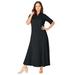Plus Size Women's Stretch Cotton Button Front Maxi Dress by Jessica London in Black (Size 24 W)