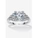 Women's 3.12 Tcw Round Cubic Zirconia Platinum-Plated Sterling Silver Engagement Ring by PalmBeach Jewelry in Silver (Size 7)