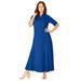 Plus Size Women's Stretch Cotton Button Front Maxi Dress by Jessica London in Dark Sapphire (Size 26 W)