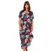 Plus Size Women's Kaftan Lounger by Dreams & Co. in Black Floral Garden (Size 2X)