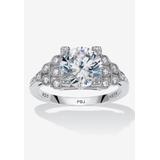 Women's 3.12 Tcw Round Cubic Zirconia Platinum-Plated Sterling Silver Engagement Ring by PalmBeach Jewelry in Silver (Size 8)