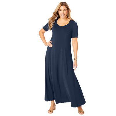 Plus Size Women's Stretch Knit Sweetheart Maxi Dress by The London Collection in Navy (Size 22 W)