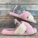 Jessica Simpson Shoes | Jessica Simpson Pink & White Faux Fur Fuzzy Slide Slippers | Color: Pink/White | Size: Large 8-9