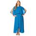 Plus Size Women's Georgette Maxi Cape Sleeve Dress by Jessica London in Pool Blue (Size 18 W)