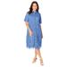 Plus Size Women's Lace Shirtdress by Jessica London in French Blue (Size 16 W)