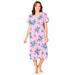 Plus Size Women's Short Pintuck Knit Gown by Only Necessities in Pink Floral (Size 2X)