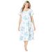 Plus Size Women's Short Pintuck Knit Gown by Only Necessities in White Floral (Size 2X)