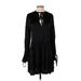 H&M Casual Dress - A-Line Tie Neck Long sleeves: Black Solid Dresses - Women's Size Small