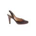 Cole Haan Heels: Pumps Stacked Heel Boho Chic Brown Solid Shoes - Women's Size 6 1/2 - Almond Toe