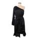 Area Stars Cocktail Dress - Party Open Neckline 3/4 sleeves: Black Solid Dresses - Women's Size Medium