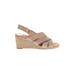 Clarks Wedges: Tan Print Shoes - Women's Size 8 1/2 - Open Toe