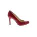 Max Studio Heels: Pumps Stiletto Cocktail Red Solid Shoes - Women's Size 6 - Round Toe