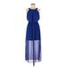 Sweet Storm Cocktail Dress Scoop Neck Sleeveless: Blue Solid Dresses - Women's Size Medium