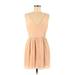 Rory Beca Casual Dress - A-Line V Neck Sleeveless: Pink Solid Dresses - Women's Size Medium