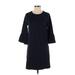 Banana Republic Factory Store Casual Dress - Shift High Neck 3/4 sleeves: Blue Solid Dresses - Women's Size Small