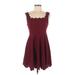 Shein Casual Dress - Mini: Burgundy Solid Dresses - Women's Size Large