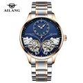 AILANG-Montre Mécanique existent pour Homme Double Tourbillon Acier Inoxydable Étanche Marque de