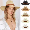 Chapeau de paille andernaturel à large bord pour hommes et femmes Fedora de protection UV chapeau